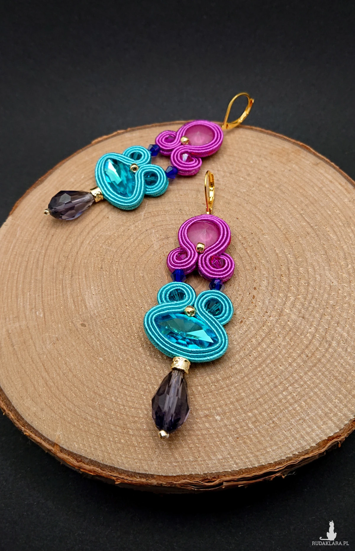 KOLOROWE KOLCZYKI SUTASZ Z KRYSZTAŁKAMI 1